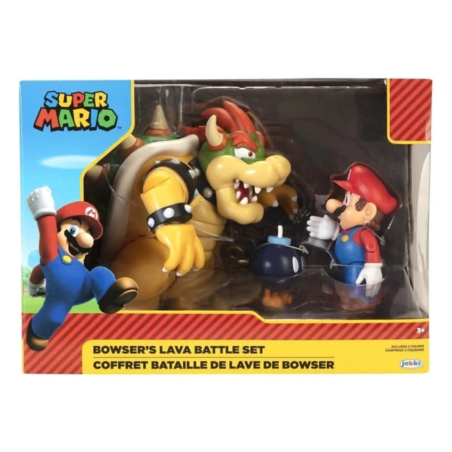 Nintendo Mario vs Bowser Lava Battle 7 18 cm Playset - Posable Articulated Figures