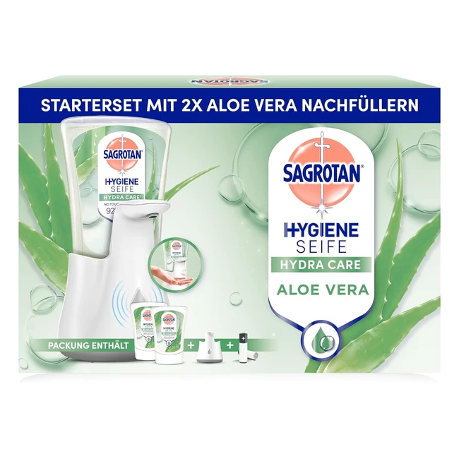 Distributeur de savon automatique Sagrotan NoTouch Blanc - Pack de stocks - Aloe Vera - 2 x 250ml
