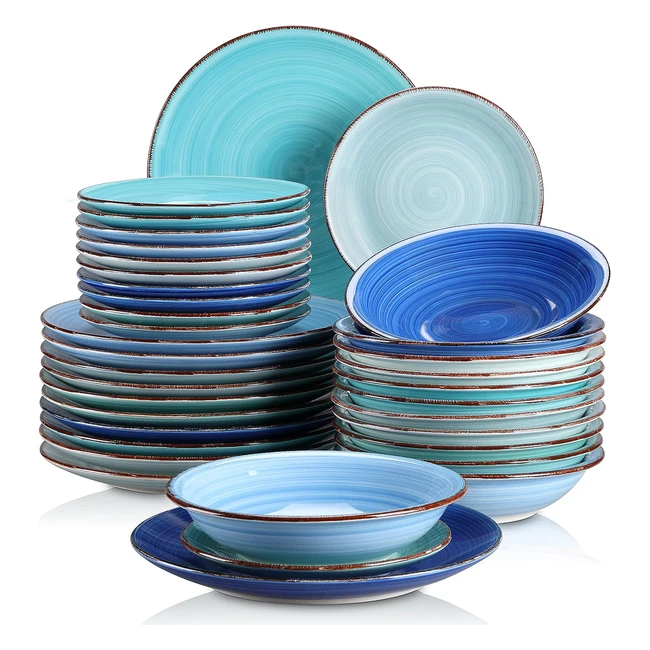 Vancasso Juego de Vajilla Completa 36 Pcs Pintados a Mano - Estilo Retro y Elegante