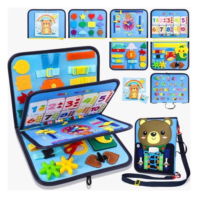 Busy Board Montessori Ours Jouet Enfant 2-3 ans - Jeux Montessori 1 an - Jouet Bebe Activite Enfant Livre Jouet Sensoriel Cadeau Fille Garcon