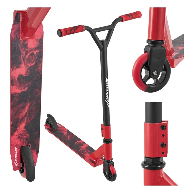 ARTSPORT Stunt Scooter 360 Lenkung ABEC 9 Kugellager 100mm PU Rder Griptape Fun Scooter