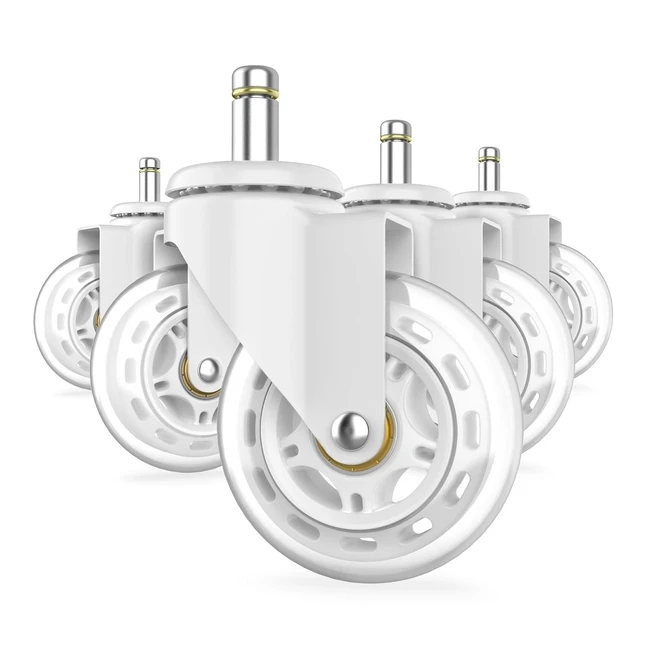 Juego de 5 Ruedas para Sillas de Oficina 10mm x 22mm Blanco - Ruedas para Suelos Duros - Hasta 250kg