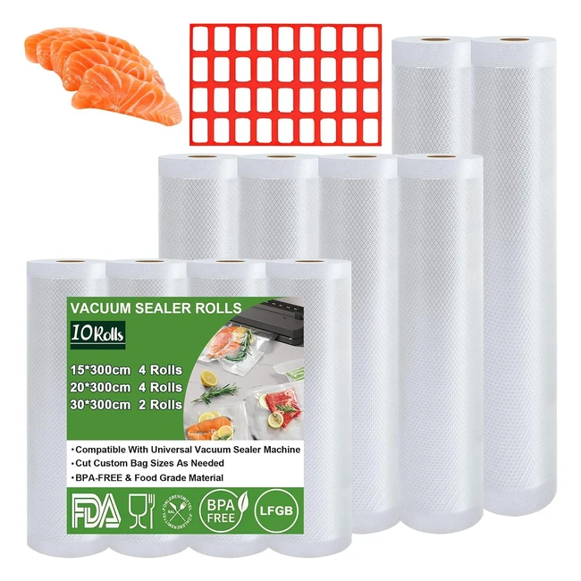 Sac Sous Vide Alimentaire 10 Rouleaux 15x420x430x2x300cm - Approuvé FDA LFGB - Sans BPA