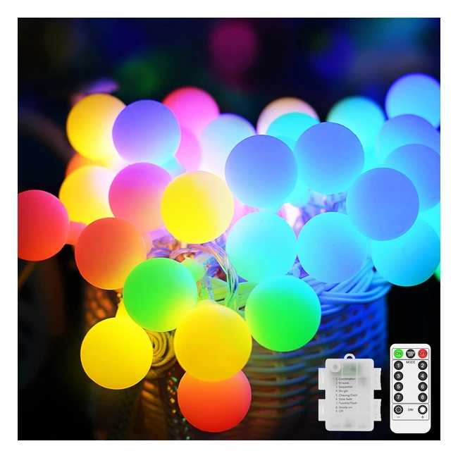 JXLEDAYY 13M 100 LED Fairy Lights Outdoor IP65 Waterproof Globe String Lights Battery Operated Christmas Lights with Remote 8 Modes