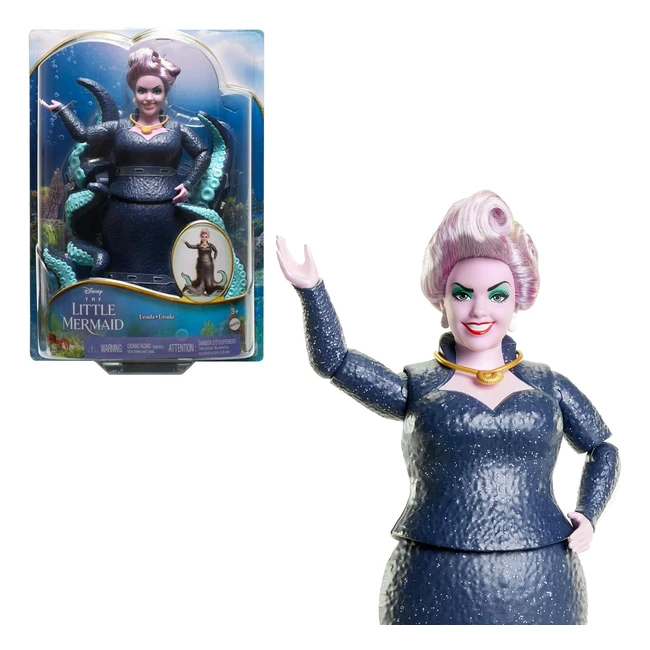 Disney Ariel Die Meerjungfrau Ursula mit Tentakeln abnehmbare Halskette und lavendelfarbener Hochsteckfrisur für endlosen Frisierspaß geeignet für Kinder ab 3 Jahren HLX12