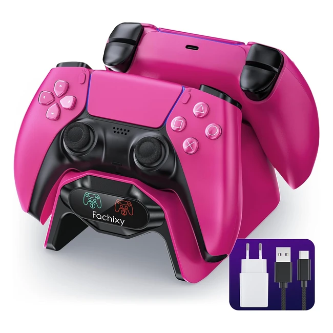 Cargador PS5 Fachixy 2024 | Carga Rápida 2h | Estación Dualsense con Indicador LED