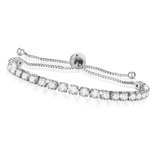 Vnox Women's Zirconia Tennis Bracelet - Adjustable Size - Gift Packaging