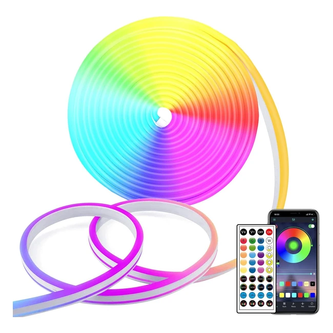 Seagrass 5m LED Neon Lights Strip with RemoteApp Control24V RGB LED Neon Rope Light IP65 Waterproof