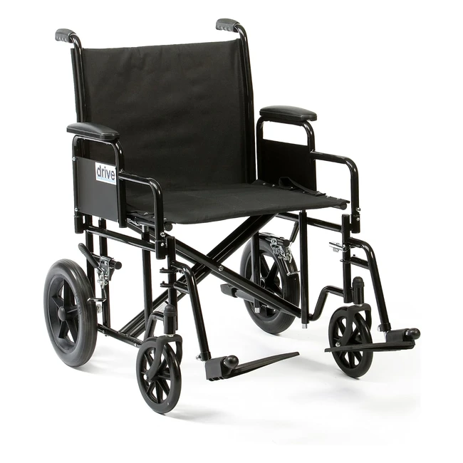 Drive Devilbiss Healthcare Bariatric Heavy Duty Steel Transport Chair 22" - Dual Reinforced Steel Frame