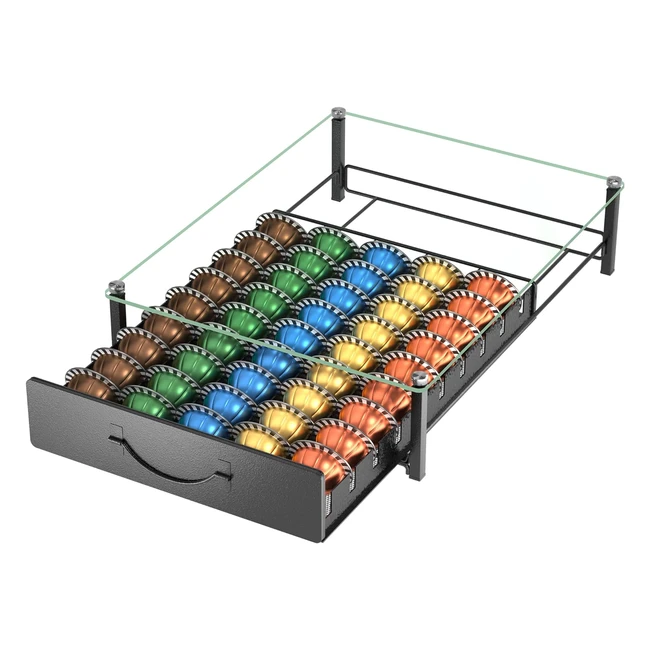 Tempered Glass Coffee Pods Holder for Vertuo & Dolce Gusto - 50 Capsules Organizer