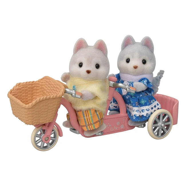 Sylvanian Families Tandem con Sorella e Fratello Husky - Set Gioco Bicicletta