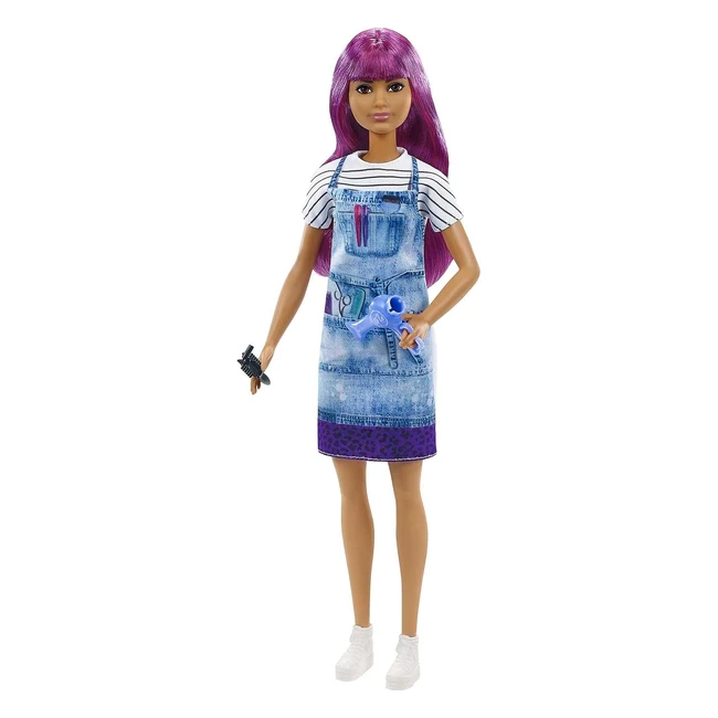 Barbie GTW36 Haarstylist Puppe ca. 30 cm lila Haar Accessoires tolles Geschenk für Kinder ab 3 Jahren