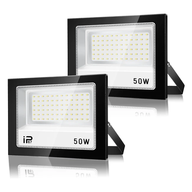 Projecteur LED Exterieur 50W 2 Pieces 5000LM Superlumineux IP67 Etanche Spot LED Exterieur 7000K Blanc Froid