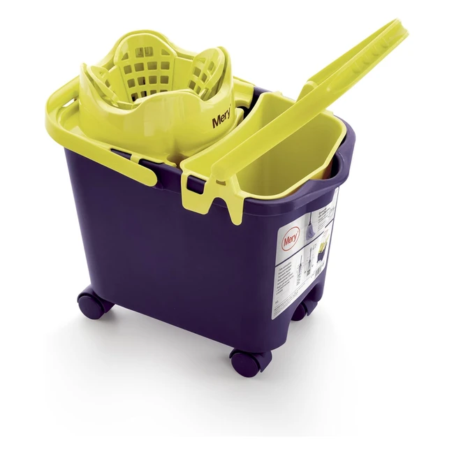 Seau essoreur plastique pourpre Rayen 0335 - Roulettes et appui pour le pied - Facile à utiliser