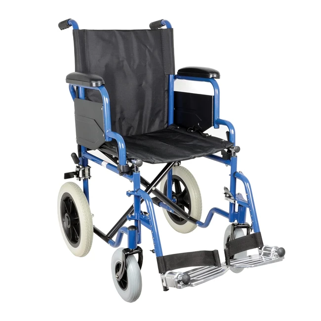 Carrozzina Essex Gima per Anziani e Disabili - Nero/Blu - Seduta 51cm