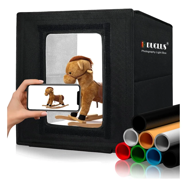 Duclus Light Box Fotografico 30x30 cm LED Regolabili 8 Sfondi - Studio Fotografico Portatile