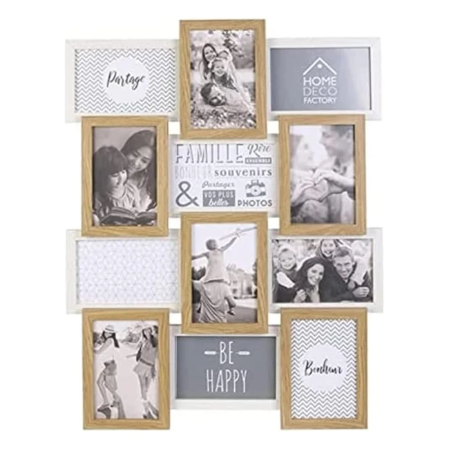 Portarretratos Mltiple Home Deco Factory HD4218 - 12 Fotos - Madera - Vidrio - 44 x 3 x 58 cm