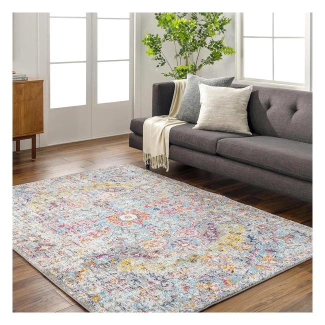 Tappeto Surya Asmara Grigio/Arancione 160x220cm Polipropilene - Motivi Classici e Bohemien - Resistente e Morbido