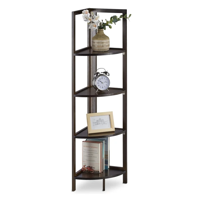 Estantería Rinconera Plegable Relaxdays 120x28x28cm Marrón Oscuro