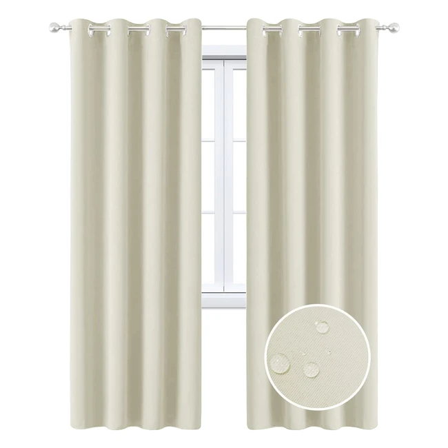 Maxijin Rideaux Impermables pour Fentres Isoles - Doux & Foncs - 2 Panneaux - Isolants Thermique - Oeillets - Salon - Beige
