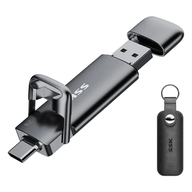 SSK 2TB USB C Drive | Fast Dual Drive Type C USB A | USB32 Gen2 SSD