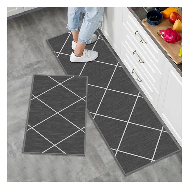 Modern Non-Slip Kitchen Mat Set | Washable | 40x60cm & 40x120cm | Anti-Slip | Comfortable | Water Absorbent