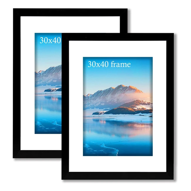 30 x 40 cm Black Wooden Picture Frame 2 Pack - Wall-Mounted Poster Frame for Bedroom and Living Room Decor