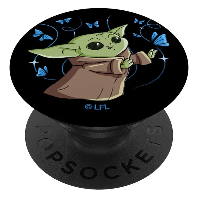 Star Wars The Mandalorian The Child PopSockets PopGrip mit blauen Schmetterlingen für Handys und Tablets