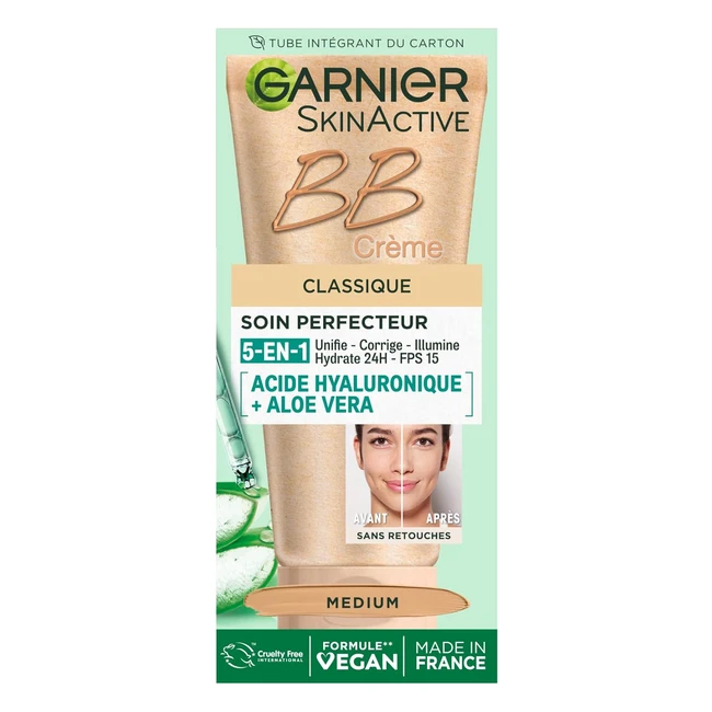 Garnier BB Crema Classica FPS 15 - Antiimperfezioni - Acido Ialuronico - Aloe Vera - Medium 50 ml