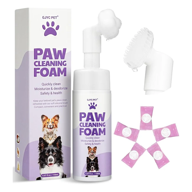 Schiuma Detergente per Zampe GJYC Pet Senza Risciacquo con Spazzola in Silicone