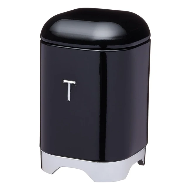 KitchenCraft LovTeaBlk Tea Caddy 11x19cm Midnight Black - Stylish & Space-Effective