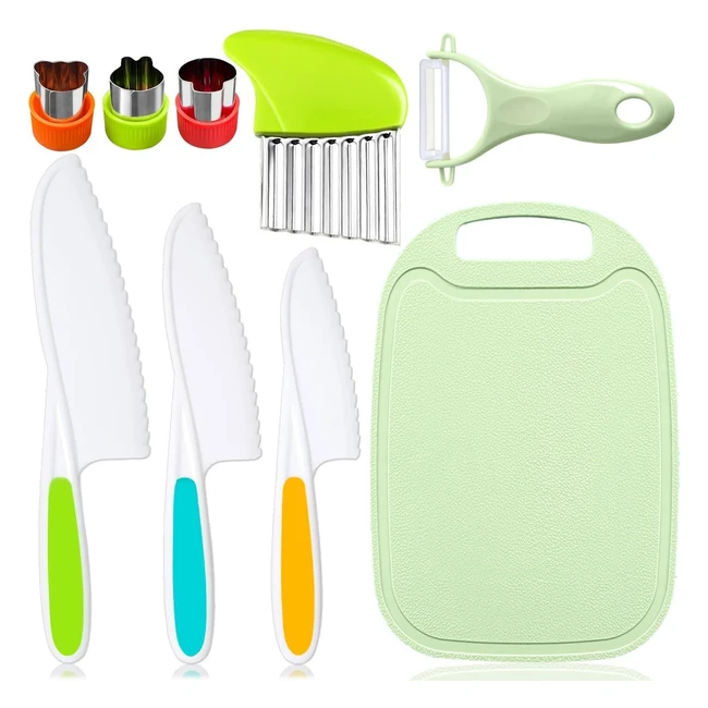 Owyee Lot 9 Couteaux Cuisine Enfants Planche Dcouper Plastique Couteau Plucher 3 Tailles Salade Gteau Pain Lgumes