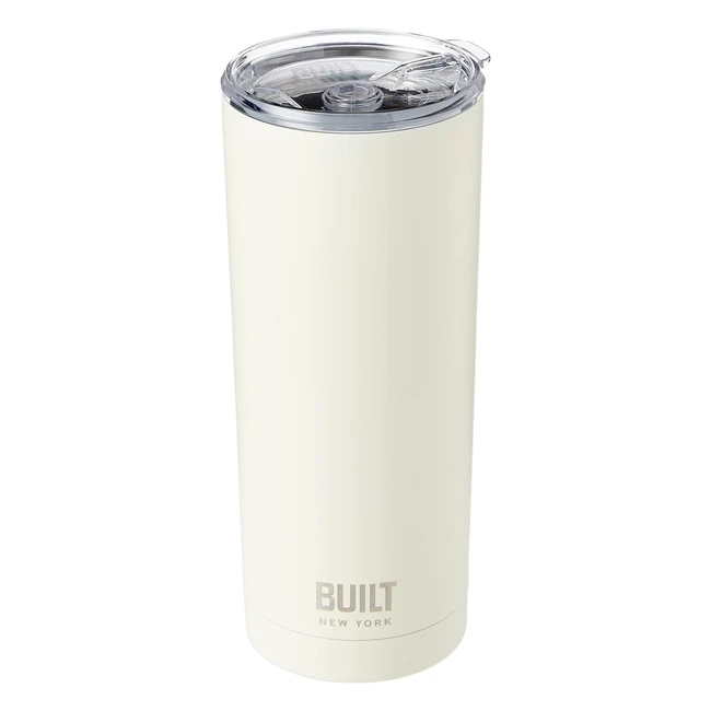 Insulated Travel Mug 590ml Stainless Steel - Keeps Drinks Cold 24Hrs, Hot 6Hrs - White