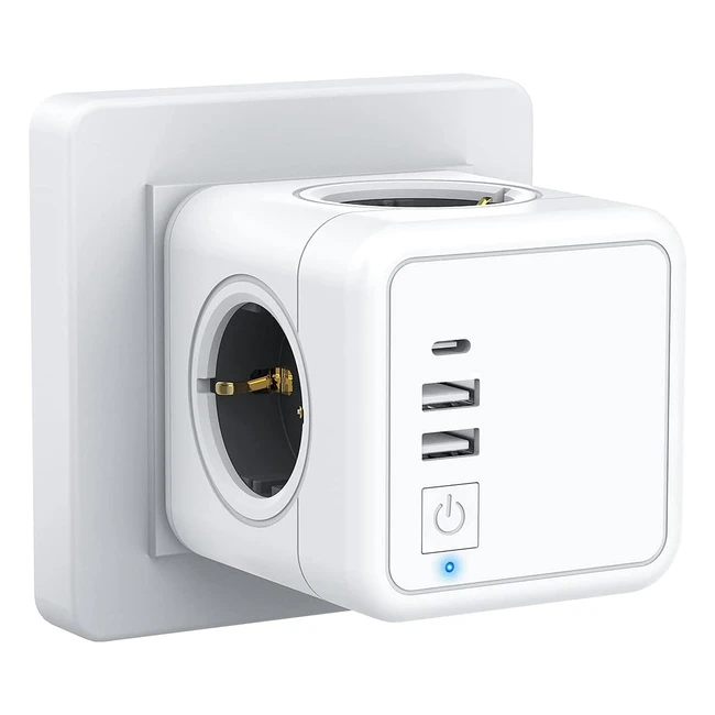 Prise USB Beedove PowerCube 7 en 1 avec 4 prises CA Type C et 2 ports USB 3