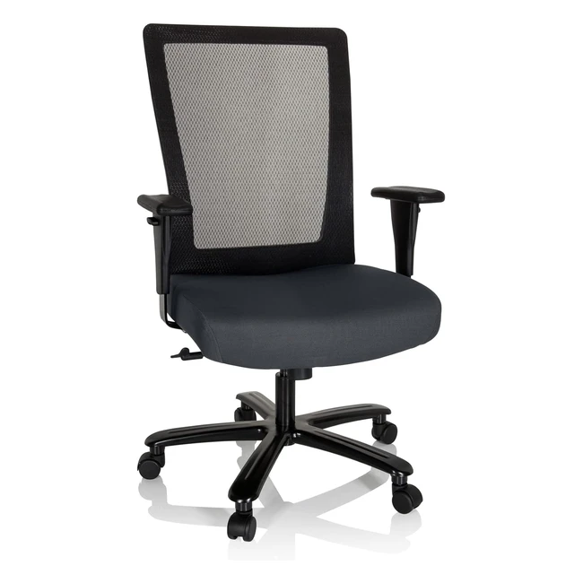 XXL Bürostuhl hjh office Extender - Ergonomisch verstellbarer Chefsessel bis 150 kg - Atmungsaktives Mesh-Rückenlehne - Höhenverstellbare Armlehnen - Robuste Stahlbasis