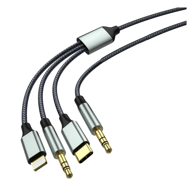 Cavo AUX USB-C 3 in 1 1m Nylon - Samsung S20 S21 Huawei P50 P40 P30 Pro Pixel OnePlus