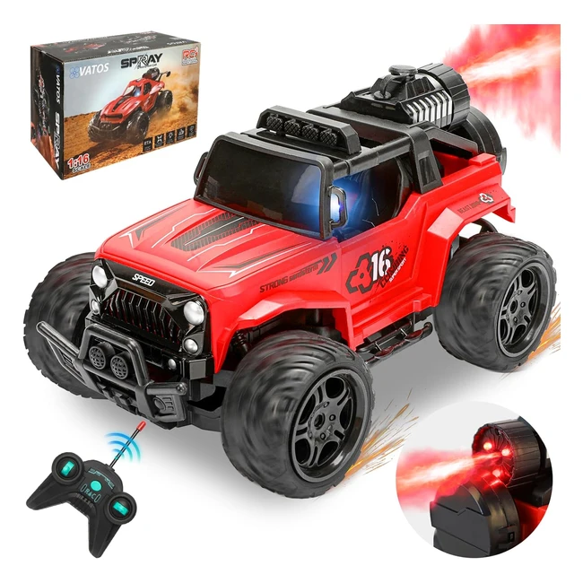 Vatos Voiture Télécommande RC Monster Truck 116 avec Spray et Lumières