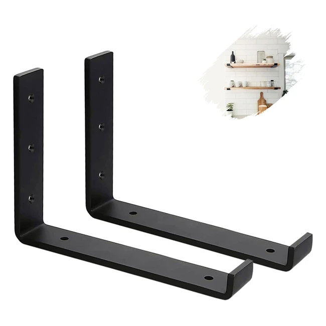 Lot de 2 Equerres Etagere Murale 5mm Noir - Supports Industriels 25cm