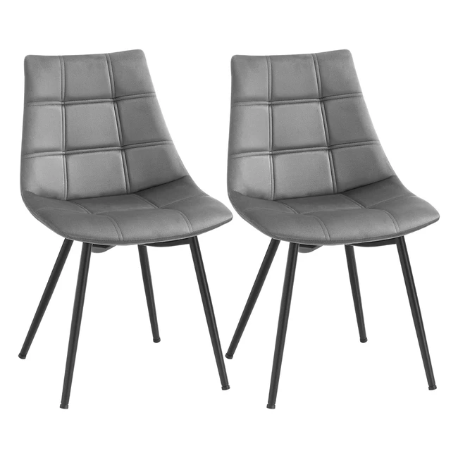 Songmics Esszimmerstuhl Set 2er moderner Küchen- und Polsterstühle mit Eisenbeinen grau