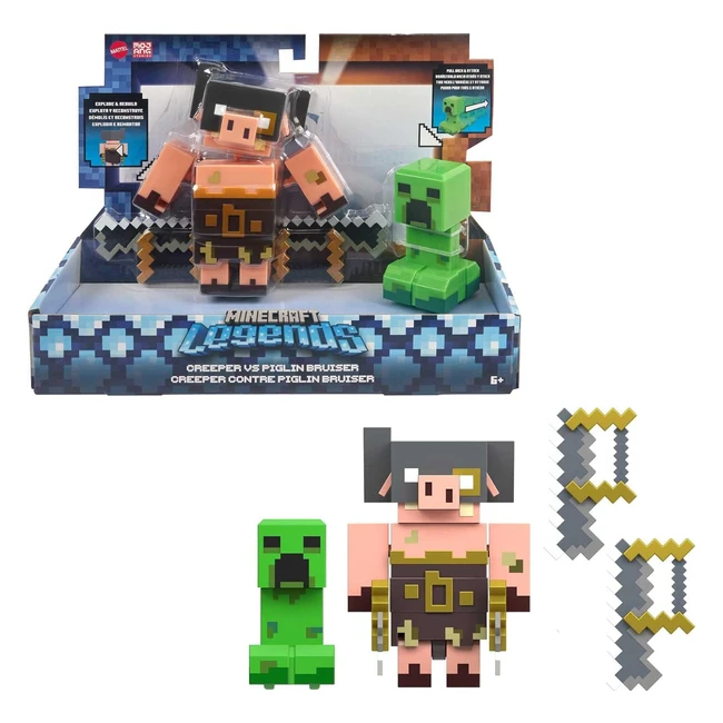 Coffret 2 Figurines Minecraft Legends GYR99 - Fonctions d'attaque et accessoires - Jouet Enfant 4+