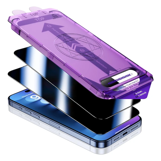 Pellicola Protettiva Uniqueme 2024 2 Pack iPhone 15 Pro Max Anti Spia Rimozione Automatica Polvere