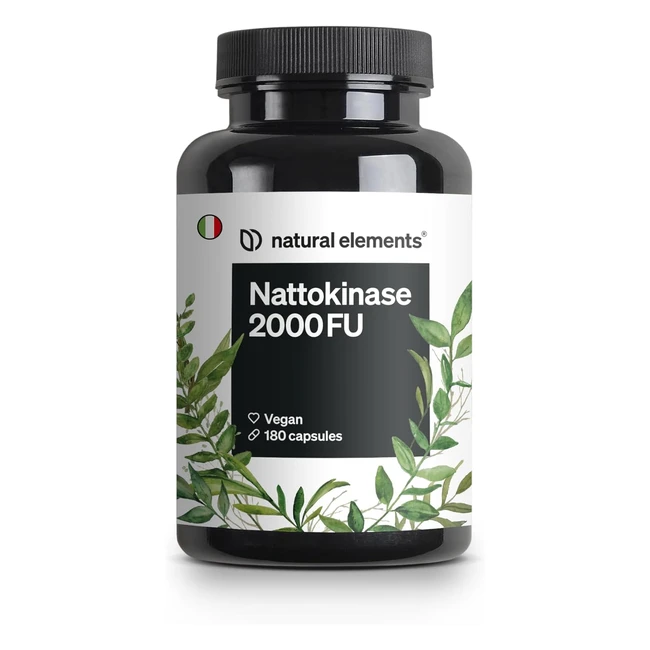 Nattochinasi 180 capsule 100mg 20000 FUG - Senza OGM - Vegano - Testato in Germania