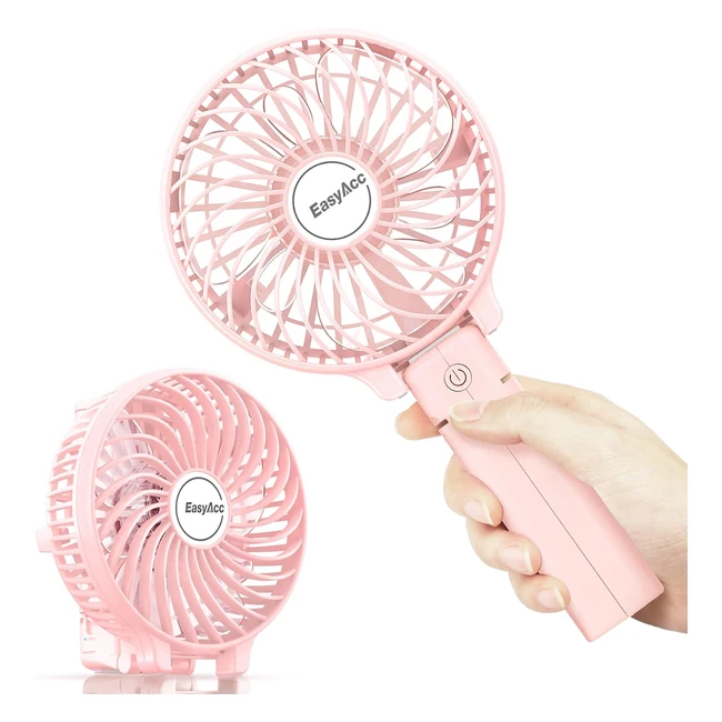 EasyAcc Handheld Electric USB Fans Mini Portable Outdoor Fan Rechargeable Battery Pink