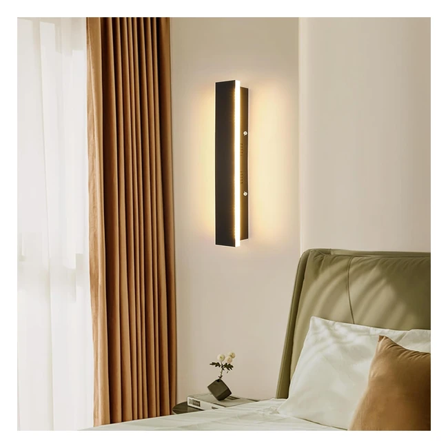 Mikeru 30cm Outdoor Wall Lights 12W 3000K Warm White Matt Black IP65 Waterproof LED Garden Light