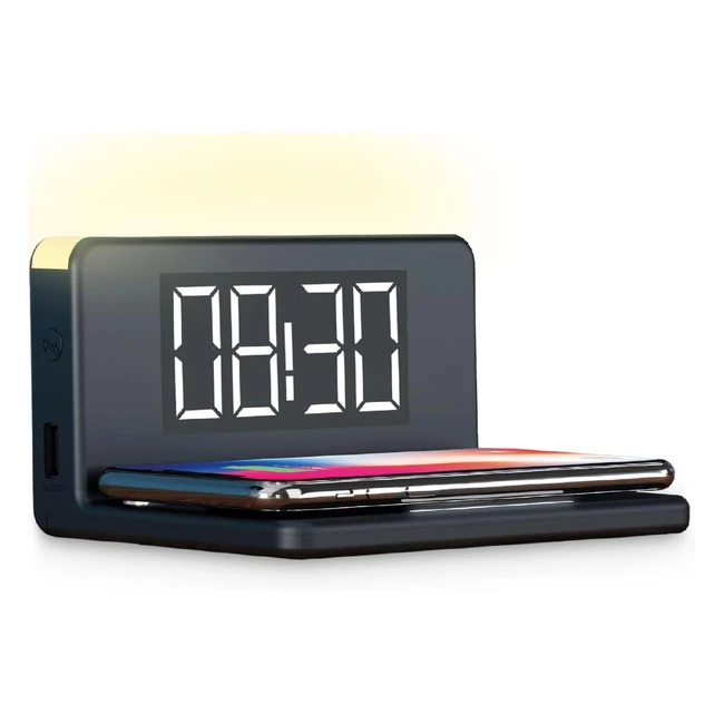 Despertador Cargador Inalámbrico 24 Horas 10W WirelessQi Charger Negro