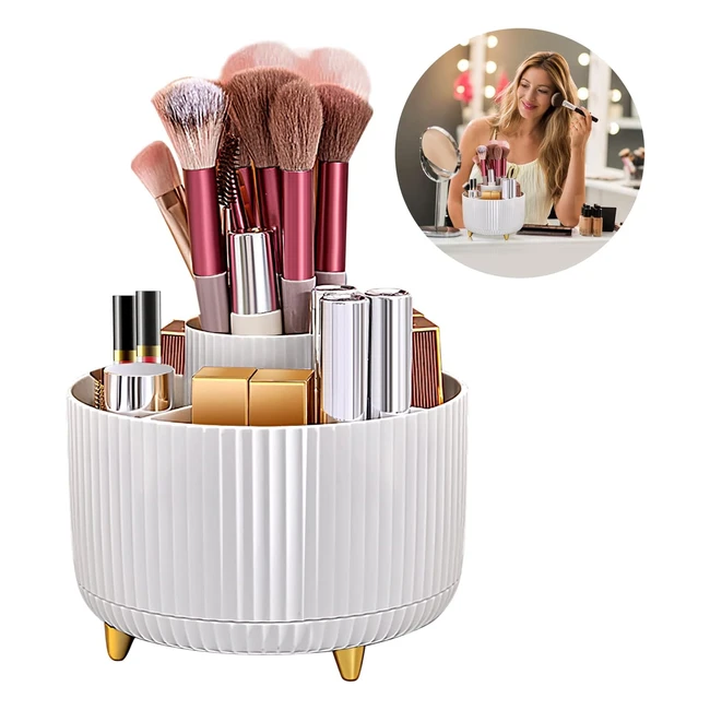 Organizzatore Trucchi Girevole 360 - Miiepls Organizer 5 Griglie Bianco