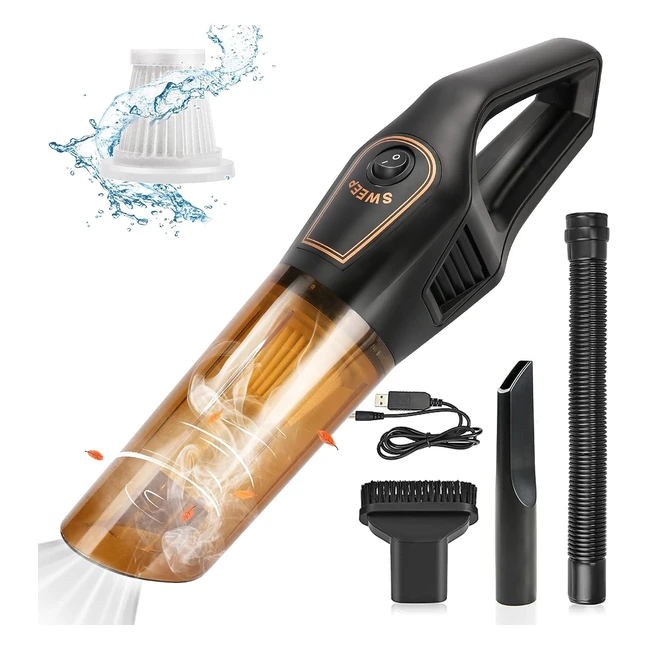 Aspirateur de voiture portable Kevian 6000Pa 120W - Sans fil, rechargeable, filtre lavable