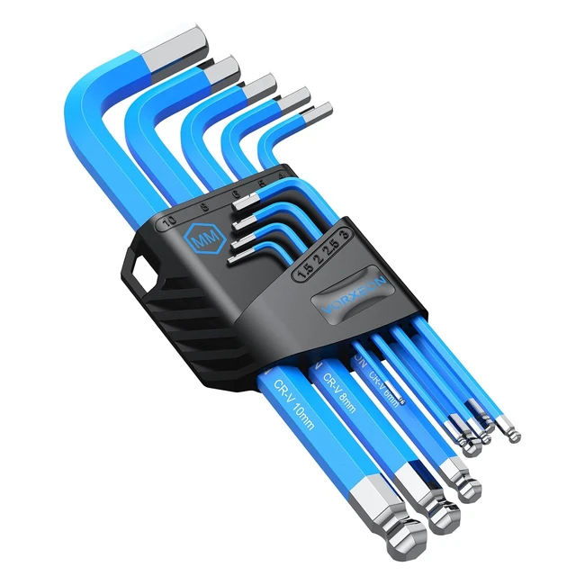 Vorxeon 9pcs Allen Wrench Hex Key Set 15mm-10mm Metric Long Ball End Lkey