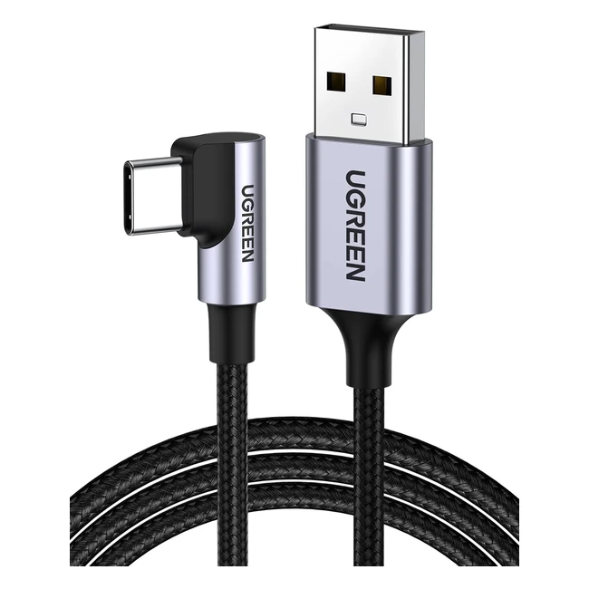 Ugreen Cable USB C 90 Grados Carga Rápida para iPhone 15 Plus Pro Max Galaxy S24 S23 S22 S21 A50 Xiamo Redmi Pixel 7 8 1m