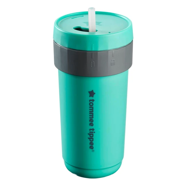 Tommee Tippee 3in1Cup Insulated Convertible Cup 18 Months 300ml Toddler Trainer Tumbler Leakproof Straw Travel-Friendly Lockable Lid Teal